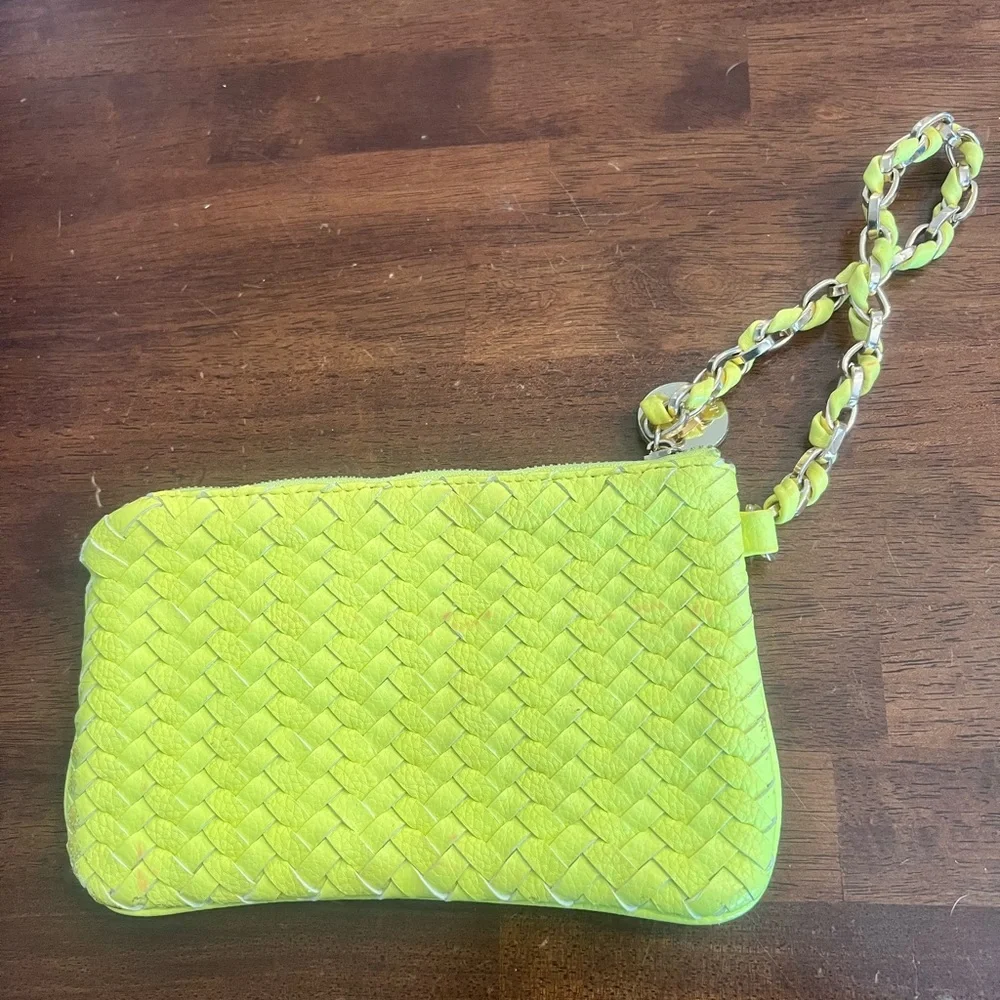Duex Lux bright yellow‎ leather wristlet purse